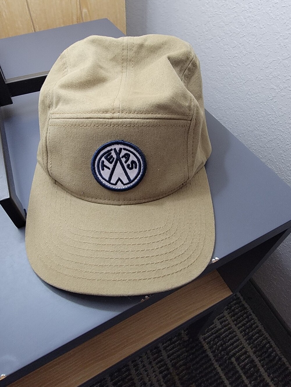 Texas Five-Panel Canvas Khaki Tan Strapback Cap. Like New